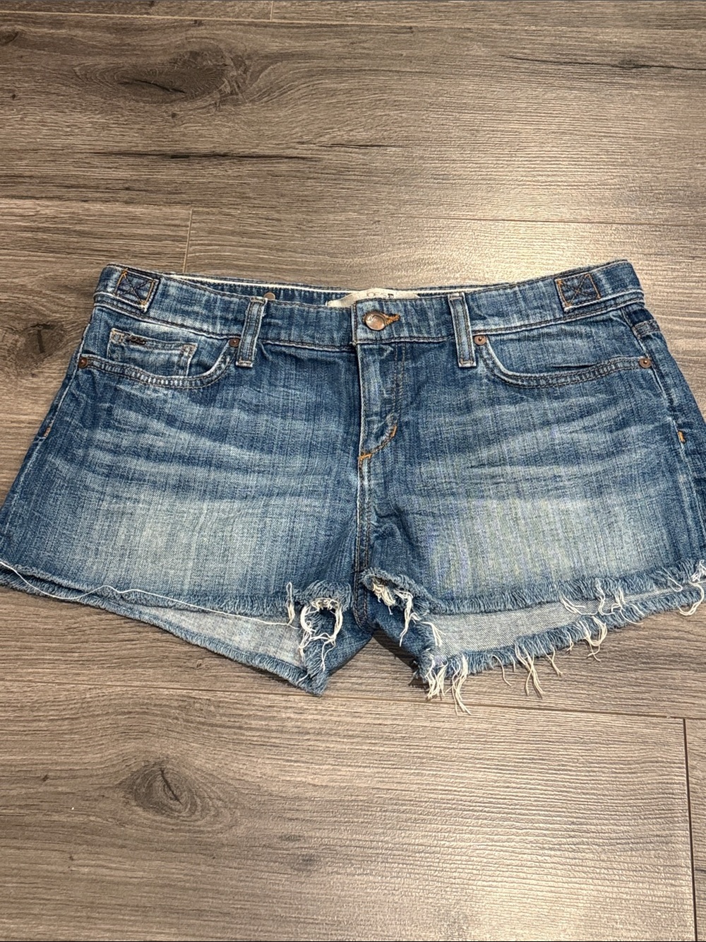 Joe's Jeans Distressed Medium Blue Denim Cutoff Bootie Shorts Grunge Americana